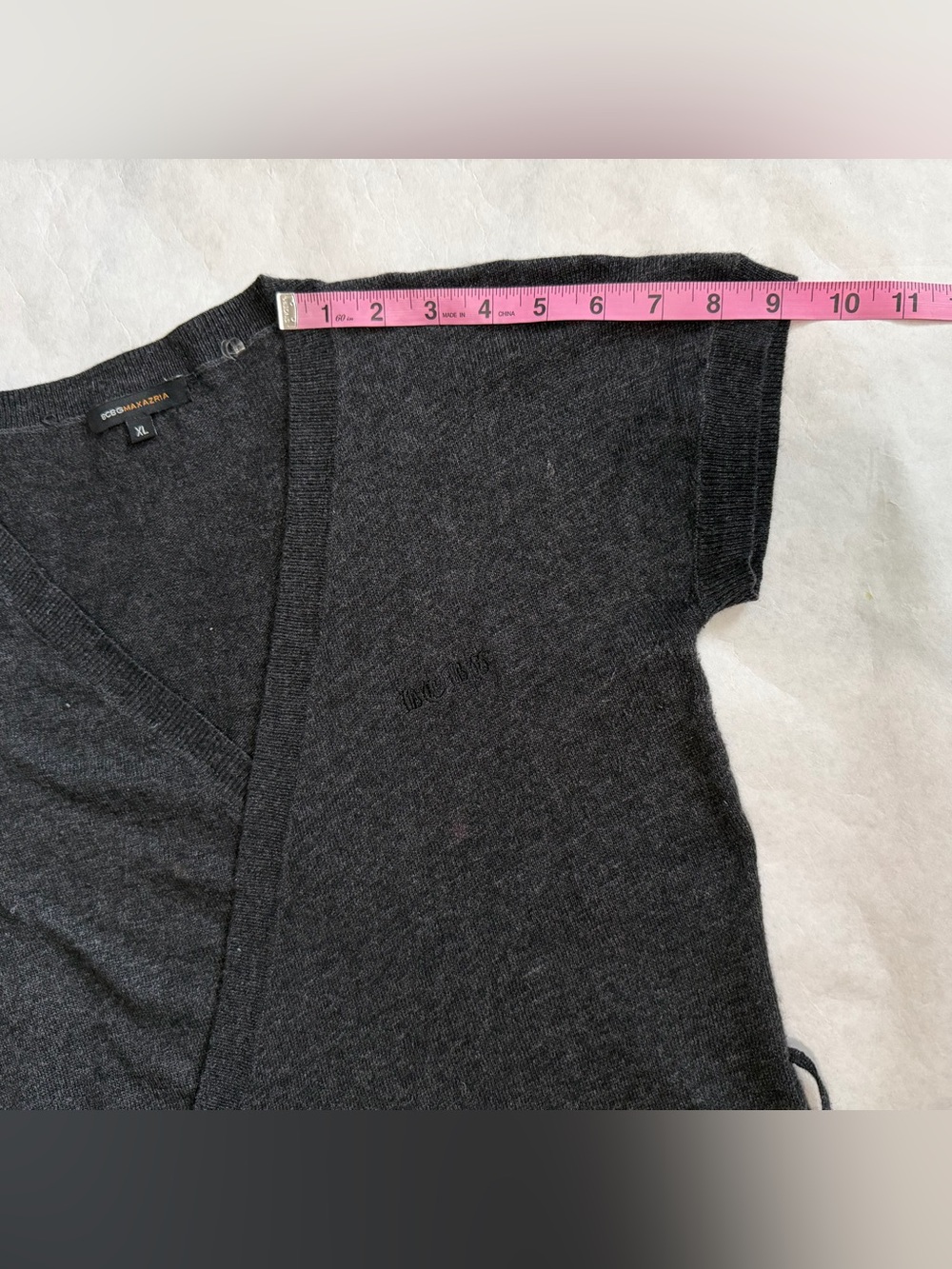 BCBGMaxAzria Charcoal Black Short-Sleeve Wrap Tunic with Side Tie - Picture 10 of 12